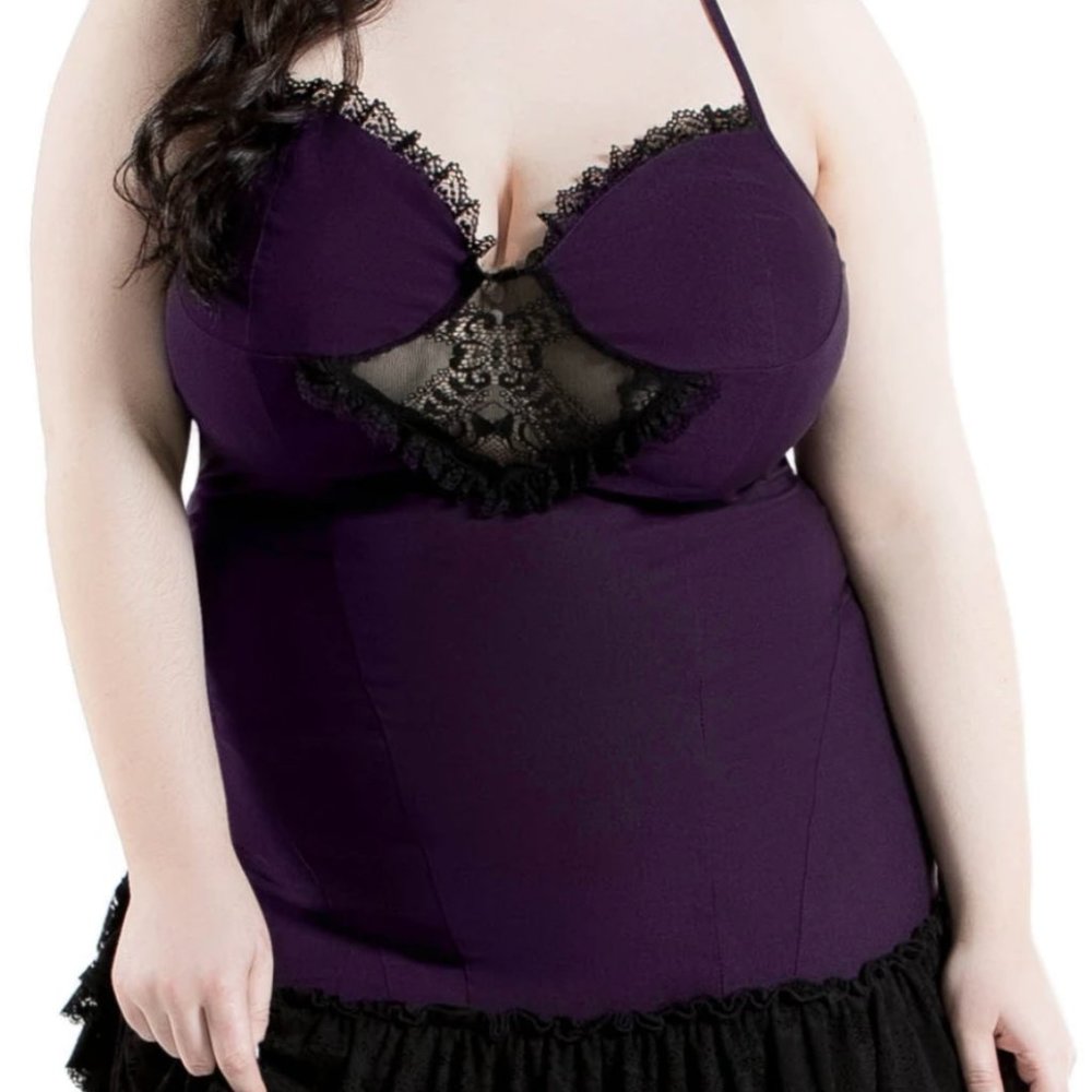 Killstar Plus Size Vivienne Bustle Purple Dress 3X